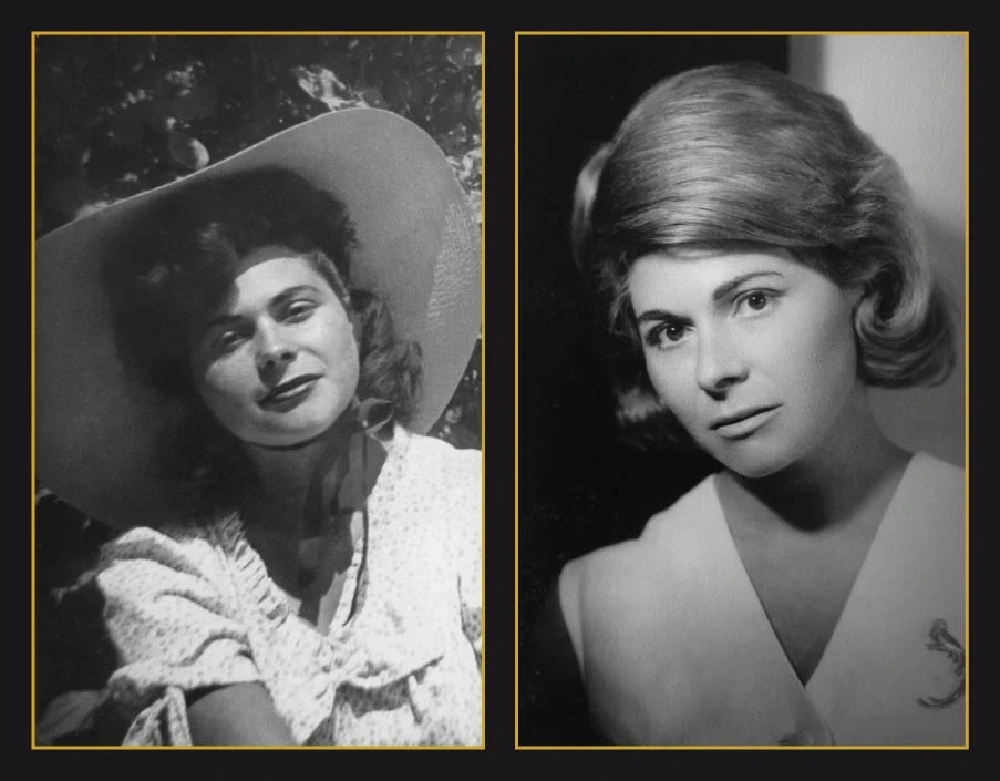 Piccolo collage con due ritatti di Lalla Vanzella, rispettivamente degli anni 50 e 60.