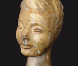 Calco in gesso Calco in gesso di Lalla Vanzella, volto femminile con occhi chiusi. Altezza della scultura 25 centimetri.